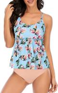 tankini swimsuits athletic swimming blue flower logo