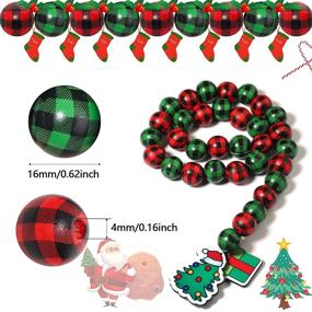 img 2 attached to 🎄 100 Count 16mm Christmas Buffalo Plaid Wooden Beads - Plaid Print Wood Beads for Natural Farmhouse Decor - Colorful Polished Spacer Beads for DIY Crafts and Handmade Home Decoration