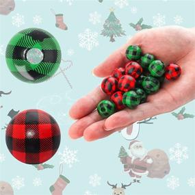 img 3 attached to 🎄 100 Count 16mm Christmas Buffalo Plaid Wooden Beads - Plaid Print Wood Beads for Natural Farmhouse Decor - Colorful Polished Spacer Beads for DIY Crafts and Handmade Home Decoration