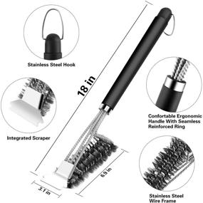 img 3 attached to 🔥 Stainless Steel Grill Brush for Gas, Weber, Charcoal, Porcelain - McoMce 18" Grill Brush and Scraper with Wire Bristles