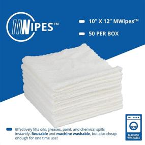 img 3 attached to 🧽 Mwipes Microfiber Rags in A Box (50 Count) - 10"x12" Reusable Cleaning Wipes - Terry Towels, Shop Rags, Wash, Dust - White