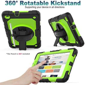 img 2 attached to 📱 Herize Rugged Heavy Duty Protective Case for Samsung Galaxy Tab A 8.0" 2019, with Screen Protector, Stand, Pencil Holder, Handle Hand Strap - Green, compatible with SM-T290/T295/T297 models