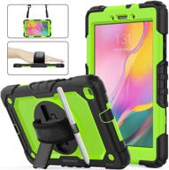 📱 herize rugged heavy duty protective case for samsung galaxy tab a 8.0" 2019, with screen protector, stand, pencil holder, handle hand strap - green, compatible with sm-t290/t295/t297 models logo