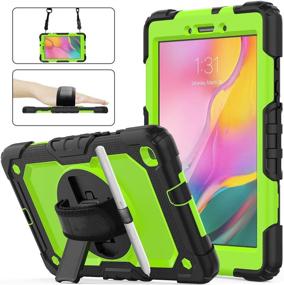 img 4 attached to 📱 Herize Rugged Heavy Duty Protective Case for Samsung Galaxy Tab A 8.0" 2019, with Screen Protector, Stand, Pencil Holder, Handle Hand Strap - Green, compatible with SM-T290/T295/T297 models