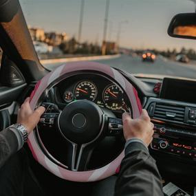 img 2 attached to XCBYT Car Sport Steering Wheel Covers - Pink Automotive Universal 14