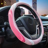 xcbyt car sport steering wheel covers - pink automotive universal 14 logo