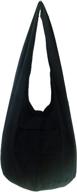 🌸 unique asian east hippie hobo cotton sling cross-body handmade bag, black, medium size - a rare find! logo
