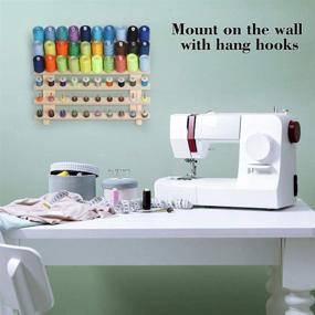 img 3 attached to 🧵 Organize and Display Your Sewing Thread Collection with MOOACE 60 Spool Sewing Thread Rack: Wall Mounted Wooden Holder for Embroidery, Hair Braiding, Sewing
