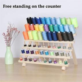 img 2 attached to 🧵 Organize and Display Your Sewing Thread Collection with MOOACE 60 Spool Sewing Thread Rack: Wall Mounted Wooden Holder for Embroidery, Hair Braiding, Sewing