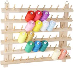 img 4 attached to 🧵 Organize and Display Your Sewing Thread Collection with MOOACE 60 Spool Sewing Thread Rack: Wall Mounted Wooden Holder for Embroidery, Hair Braiding, Sewing