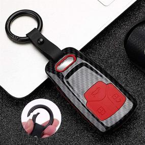 img 2 attached to Beerte Key Fob Cover Fit For Audi A4 Q7 Q5 TT A3 A6 SQ5 R8 S5 Key Shell 3 Button Keyless Entry Remote Control Smart Car Key Fob Protective Case(B-Red Carbon Fiber)