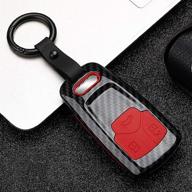 beerte key fob cover fit for audi a4 q7 q5 tt a3 a6 sq5 r8 s5 key shell 3 button keyless entry remote control smart car key fob protective case(b-red carbon fiber) logo