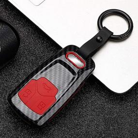 img 3 attached to Beerte Key Fob Cover Fit For Audi A4 Q7 Q5 TT A3 A6 SQ5 R8 S5 Key Shell 3 Button Keyless Entry Remote Control Smart Car Key Fob Protective Case(B-Red Carbon Fiber)