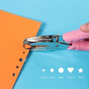 img 1 attached to School Supplies Paper Punch Set - Pack of 3, 6.2 Inch Long, Heart Shape and Star Shape (1/4 Inch Diameter) & Circle Shape (1/16 Inch Diameter), Handheld Single Hole Puncher for Paper, 1 Hole Punch Paper Punchers (Heart, Star, Small Circle)