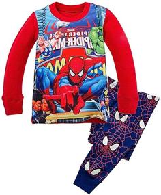 img 1 attached to N'aix Kids' Cotton Pajamas with Cartoon Superhero Print in 2-Piece Set: Cartoon Sleepwear for Little Boys