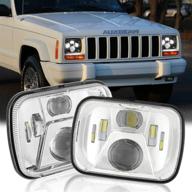 🔦 auxbeam 5x7 7x6 inch led headlights with high low beam for jeep wrangler yj cherokee xj gmc replacement - h6054 6054 led rectangular headlight - h5054 h6054ll 69822 6052 6053 - silver logo