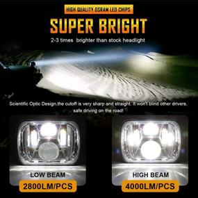 img 3 attached to 🔦 Auxbeam 5x7 7x6 Inch LED Headlights with High Low Beam for Jeep Wrangler YJ Cherokee XJ GMC Replacement - H6054 6054 LED Rectangular Headlight - H5054 H6054LL 69822 6052 6053 - Silver