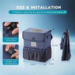 img 2 attached to 🚗 Large Waterproof Car Trash Can with Lid, Reusable Removable Liner, Leak-Proof Bin, Storage Pockets, and Collapsible Hanging Organizer