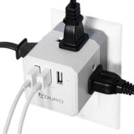 🔌 aduro powerup squared wall plug extender: универсальный настенный удлинитель розетки с usb-зарядкой и защитой от скачков напряжения, 3 многоразовых розетки и 3 usb-порта (белый) логотип