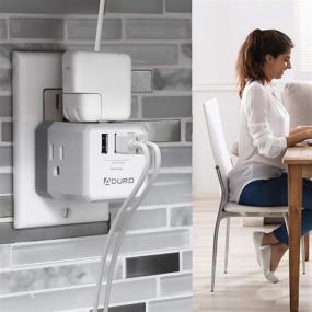 img 1 attached to 🔌 Aduro PowerUp Squared Wall Plug Extender: Универсальный настенный удлинитель розетки с USB-зарядкой и защитой от скачков напряжения, 3 многоразовых розетки и 3 USB-порта (белый)