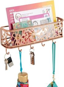 img 4 attached to MDesign Wall Mount Metal Entryway Storage Organizer Mail Sorter Basket With 5 Hooks - Letter Storage & Organization