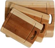 heim concept bamboo cutting boards set - 3pc different sizes, eco-friendly organic bamboo wood chopping board with drip groove - premium quality logo