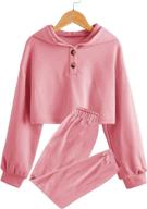 leyay girls' 2 piece drawstring sweatsuit 👧 tracksuit - cropped hoodies and sweatpants for kids outfit логотип