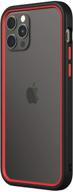 rhinoshield crashguard nx: shock absorbent bumper case for iphone 12/12 pro – 11ft drop protection, slim design – black/red logo