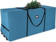 xl christmas tree rolling storage bag - fits artificial disassembled trees up to 9 ft - durable handles, wheels for easy carrying & transport - tear proof oxford duffle bag логотип