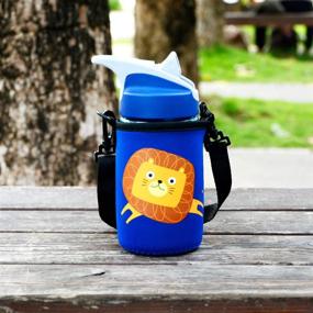 img 3 attached to 🥤 CHEETAH Water Bottle Carrier: Shoulder Strap for Camelbak Eddy Kids, Neoprene Sleeve Holder, Compatible with Contigo & Simple Modern - Best for Most Kids Bottles