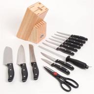 premium sunbeam granger cutlery set: 14-piece black set with wood block logo