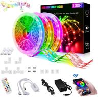 🔮 vibrant 100ft/30m led strip lights with bluetooth remote app for colorful, musical ambiance in bedroom, party, bar – ideal for home, kitchen, christmas логотип