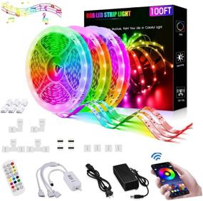 img 4 attached to 🔮 Vibrant 100FT/30M LED Strip Lights with Bluetooth Remote App for Colorful, Musical Ambiance in Bedroom, Party, Bar – Ideal for Home, Kitchen, Christmas