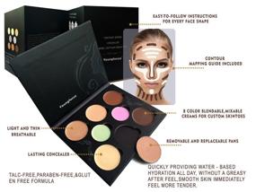 img 3 attached to Youngfocus Cosmetics Cream Contour Kit - 8 Best Colors for Contouring & Highlighting - Vegan, Cruelty-Free, Hypoallergenic - Includes Step-by-Step Instructions - Contouring Foundation/Concealer Palette