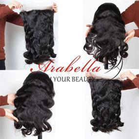 img 1 attached to 🎀 Arabella 20-Inch Transparent Lace Front Wigs Body Wave Human Hair - 180% Density, Pre-Plucked, Bleached Knots, 10A Human Hair Wigs (20 Inch, 4x4 Body Wave Wig)