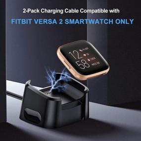 img 3 attached to 🔌 Зарядное устройство QIBOX для Fitbit Versa 2 - комплект из 2-х USB-кабелей для зарядки на подставке для смарт-часов Versa 2 - надежный силовой кабель длиной 3 фута.