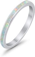 blue apple co. lab created opal sterling silver eternity band - 3mm stackable ring - choose color logo