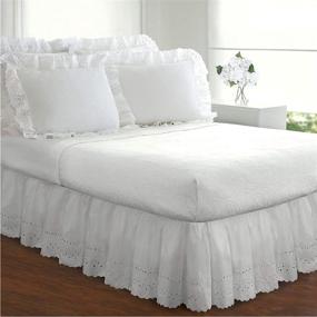 img 3 attached to 🛏️ FRESH IDEAS Ruffled Bed Pillow Set with Embroidered Detail and Eyelet Shams, 2-Pack, Standard Size, in White