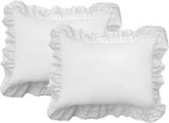 🛏️ fresh ideas ruffled bed pillow set with embroidered detail and eyelet shams, 2-pack, standard size, in white logo