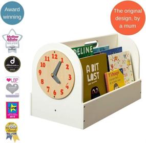 img 3 attached to 📚 Wooden Kids Book Organizer with Removable Teaching Clock - Ivory, Eco Friendly, Handmade - 13.8 x 21.7 x 12.2 in - Tidy Books Book Caddy, Storage Solution for Kids Books - The Original Since 2004