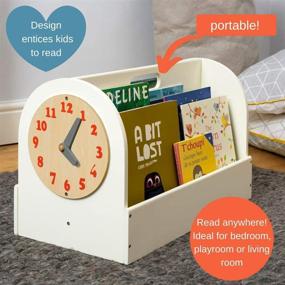 img 2 attached to 📚 Wooden Kids Book Organizer with Removable Teaching Clock - Ivory, Eco Friendly, Handmade - 13.8 x 21.7 x 12.2 in - Tidy Books Book Caddy, Storage Solution for Kids Books - The Original Since 2004