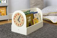 📚 wooden kids book organizer with removable teaching clock - ivory, eco friendly, handmade - 13.8 x 21.7 x 12.2 in - tidy books book caddy, storage solution for kids books - the original since 2004 logo