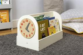 img 4 attached to 📚 Wooden Kids Book Organizer with Removable Teaching Clock - Ivory, Eco Friendly, Handmade - 13.8 x 21.7 x 12.2 in - Tidy Books Book Caddy, Storage Solution for Kids Books - The Original Since 2004