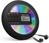 🎵 portable rechargeable cd player for car, hernido discman with fm transmitter, 20 hours playtime personal compact cd player, usb cd walkman with headphones, anti-skip & resume playback logo