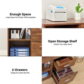 img 2 attached to 🗄️ GreenForest Wooden File Cabinet 2 Drawers Lateral File Cabinet with Lock Rolling Mobile Filing Cabinets for Home Office Printer Stand - Open Storage Shelves Fit Letter Size or A4 Folders, Walnut