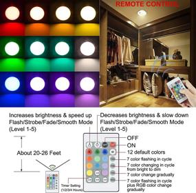 img 2 attached to 🔦 HONGUT Battery Powered Remote Controlled LED Ceiling Light with Dimmer Timer - Wireless 250LM Shower Light, 4 Modes, 12 Color Changing, Ideal for Garage, Entrance, Hallway & Indoors.