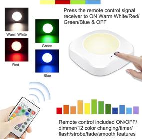 img 3 attached to 🔦 HONGUT Battery Powered Remote Controlled LED Ceiling Light with Dimmer Timer - Wireless 250LM Shower Light, 4 Modes, 12 Color Changing, Ideal for Garage, Entrance, Hallway & Indoors.