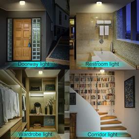 img 1 attached to 🔦 HONGUT Battery Powered Remote Controlled LED Ceiling Light with Dimmer Timer - Wireless 250LM Shower Light, 4 Modes, 12 Color Changing, Ideal for Garage, Entrance, Hallway & Indoors.