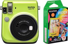 img 4 attached to Fujifilm Instax Mini 70 Instant Film Camera (Kiwi 📸 Green) with Instax Mini Rainbow Film Value Pack - 10 Images