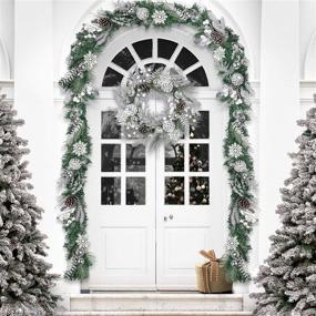 img 3 attached to 🎄 Valery Madelyn Pre-Lit Frozen Winter Silver White Christmas Garland - 6ft with 20 LED Lights, Ball Ornaments & Battery Operated - Perfect Xmas Decor for Front Door, Window, Fireplace Mantle